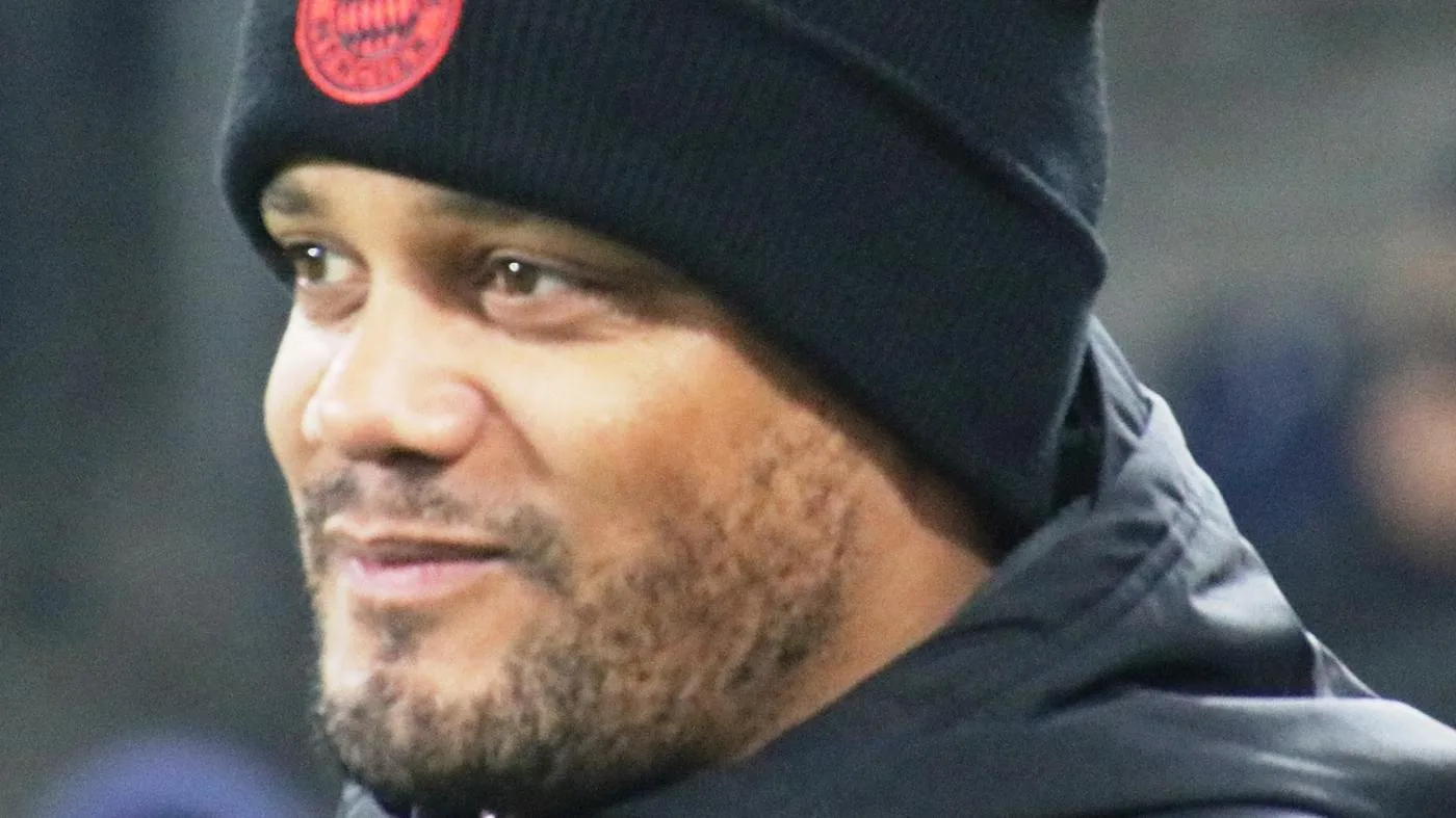 Vincent Kompany wearing a Bayern Munich winter hat in January 2025