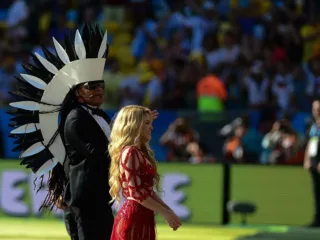 Shakira and Carlinhos Brown at the 2014 World Cup closing show
